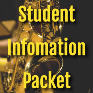 Saxophone with words "Student Information Packet" over it